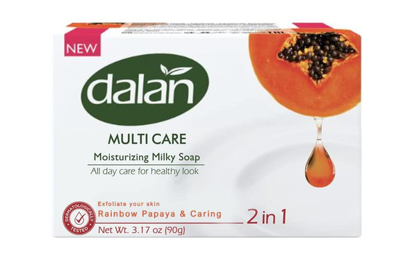 Dalan Multi Care Moisturizing Soap 2 In 1 (Rainbow Papaya & Caring Milk 6 Pack)