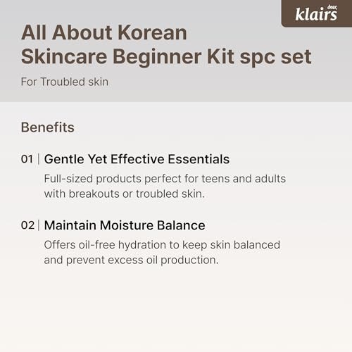 Dearklairs [Klairs] Korean Skincare Beginner Kit 4Pc Set Cleanser To Cream