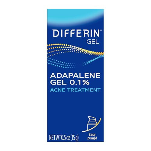 Differin Acne Treatment Gel 30 Day Supply Retinoid Treatment For Face With 0.1% Adapalene Gentle Skin Care For Acne Prone Sensitive Skin 15G Pump (Packaging May Vary)
