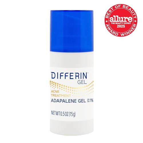 Differin Acne Treatment Gel 30 Day Supply Retinoid Treatment For Face With 0.1% Adapalene Gentle Skin Care For Acne Prone Sensitive Skin 15G Pump (Packaging May Vary)