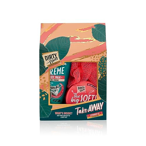 Dirty Works Take Away Overnight Set: Signature Body Wash Body Butter And Body Puff For A Luxurious Night-Time Routine