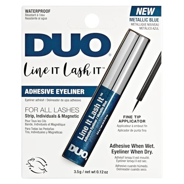Duo Line It Lash It Lash Glue Liner – Metallic Blue 2-In-1 Eyeliner & Eyelash Adhesive For Strip & Cluster Lashes 0.12 Oz