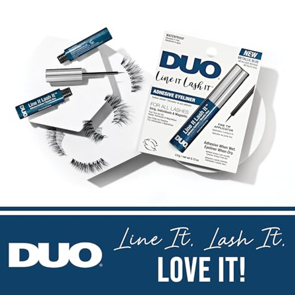 Duo Line It Lash It Lash Glue Liner – Metallic Blue 2-In-1 Eyeliner & Eyelash Adhesive For Strip & Cluster Lashes 0.12 Oz