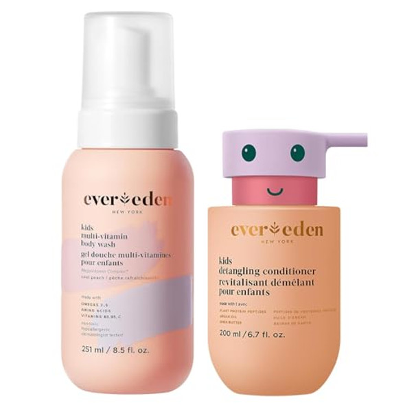 Evereden Kids Conditioner Detangler & Body Wash: Cool Peach Made With Clean And Non-Toxic Ingredients Gentle Skin Care For Kids