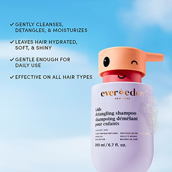 Evereden Shampoo Hair Detangler For Kids (6.7 Fl. Oz.) & Conditioner Refill (16.9 Fl. Oz.): Clean & Vegan Kids Haircare - Argan Oil & Plant Peptides - Stubborn Knot Buster - Any Hair Type - Ages 3 Up