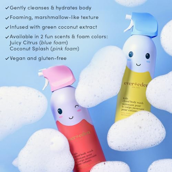 Evereden Happy Face Duo Barbie Edition & Cloud Body Wash Juicy Citrus Set: Multi-Vitamin Kids Face Wash & Cream Fun Foamy Toddler Body Wash & Barbie Bundle - Gentle Clean & Vegan