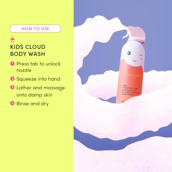Evereden Kids Cloud Body Wash (6.7 Fl. Oz. Coconut Splash) Toddler Body Wash Creamy Nourishing Cloud-Like Texture After Swim & Sports Kids Shampoo Clean & Vegan Kid Shampoo For Daily Use