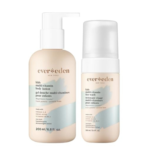 Evereden Multi-Vitamin Kids Face Wash & Kids Multi-Vitamin Body Lotion: Fresh Pomelo - Clean And Non-Toxic Kids Products Multi-Vitamin Skin Care For Kids