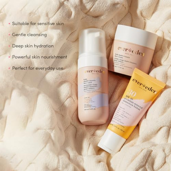 Evereden Kid Daily Routine Face Wash Face Cream Spf 30 & Body Wash: Cool Peach Made With Clean And Non-Toxic Ingredients Gentle Skin Care For Kids