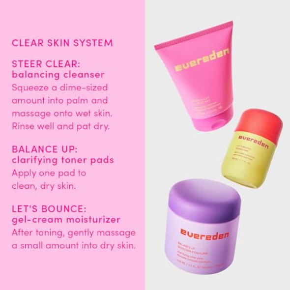 Evereden Let'S Bounce Teen Face Moisturizer & Steer Clear Balancing Jelly Cleanser Pre Teen Face Wash Bundle: Clean & Vegan Pre-Teen Skincare With Triple Green Tea Complex - Non-Drying & Non-Greasy