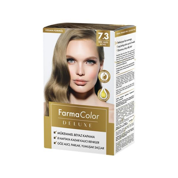 Farmasi Farma Color Deluxe Cream Hair Dye - Walnut 7.3 - Long-Lasting Color Vibrant Hair Dye Fade-Resistant Nourishing Formula Easy Application 50Ml/1.69Floz