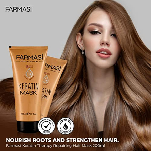 Farmasi Professional Keratin Therapy Repairing Hair Mask Dry Damaged Color Treated Hair Restore All Hair Types 6.7 Fl. Oz 200 Ml
