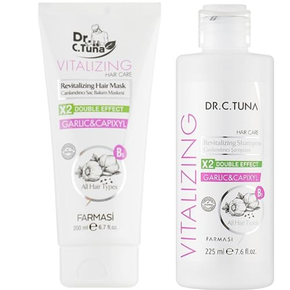 Farmasi Garlic Hair Care Set: Farmasi Cream Hair Mask With Garlic Extract & Farmasi Shampoo With Garlic Extract (225Ml/76Floz)
