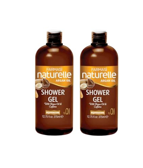 Farmasi Naturelle Rejuvenating Argan Oil & Caffeine Shower Gel Set Of 2 – Nourishing Daily Body Wash For Soft Smooth & Fresh Skin 375 Ml/12.75 Fl.Oz