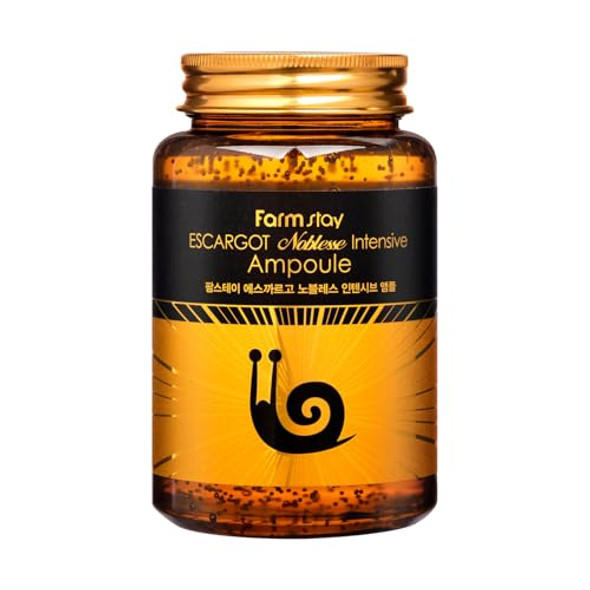 Farmstay Escargot Noblesse Intensive Ampoule - Ampoule With Snail Mucin For Anti-Aging - Brightens And Nourishes Skin - Targets Wrinkles - 8.45 Oz