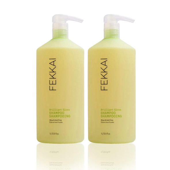 Fekkai Brilliant Gloss Shampoo - 1L Pack Of 2 - Transforms Hair With 4X Shine - Of Sulfates Parabens Phthalates - Vegan Cruelty-