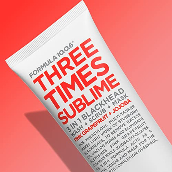 Formula 10.0.6 Three Times Sublime Facial Mask 3 In 1 Blackhead Wash Scrub & Mask 3.4 Fl Oz (100Ml)