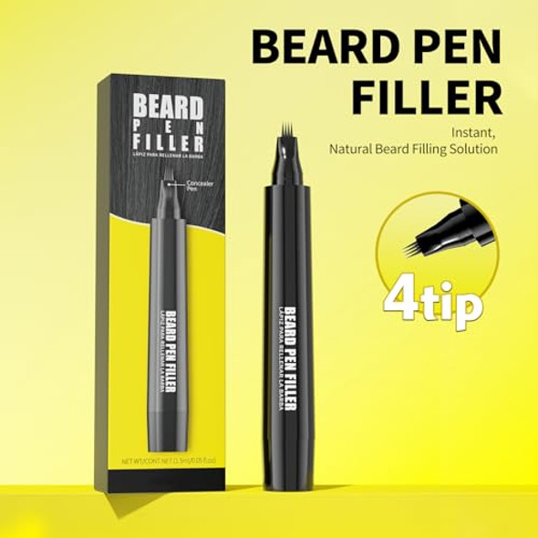 Gowwim Waterproof And Sweatproof Beard Pen Precisely Fills In Beard Gaps To Create A Thick And Lush Beard Effect Suitable For All Beards Dark Brown