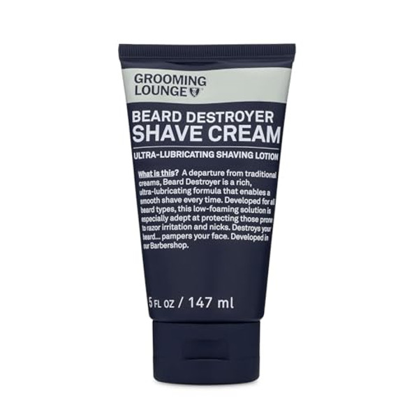 Grooming Lounge Beard Destroyer Shave Cream For Men - Bump Irritation & Razor Burn Shaving Cream Sensitive Skin Men Beard Care - Soft Smooth Easy Glide Low Shaving Foam Lather Formula - 5 Oz
