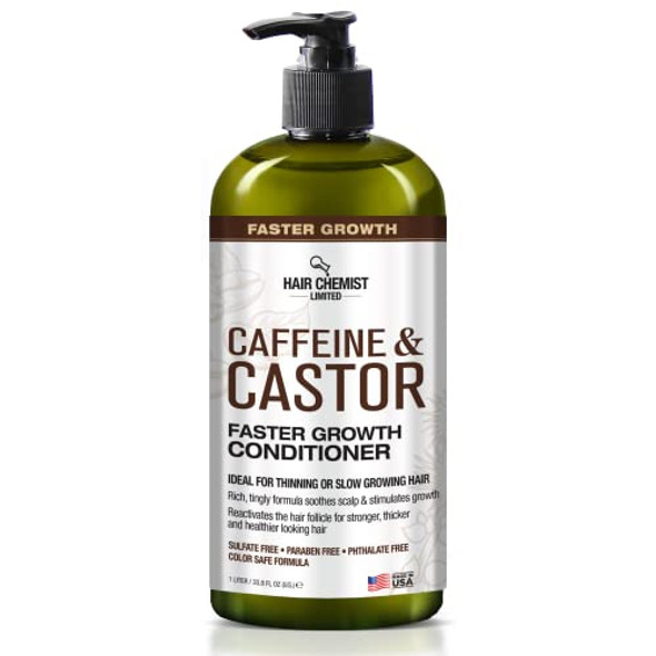 Hair Chemist Caffeine And Castor Faster Growth Conditioner 33.8 Oz. - Hair Conditioner For Faster Hair Growth