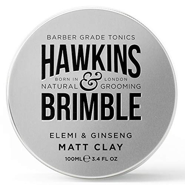 Hawkins & Brimble - Matt Clay Mens Hair Styling 100Ml - Non Greasy Matte Clay For Light Medium And Strong Hold - Elemi And Ginseng Softens Repairs Allows For Restyling - Ideal For Dry And Damp Hair
