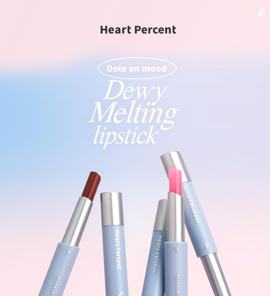 Heart Percent Dote On Mood Dewy Melting Lipstick High-Shine Glow & Wet Look Glossy Finish Lip Color #01. Dewy Glow