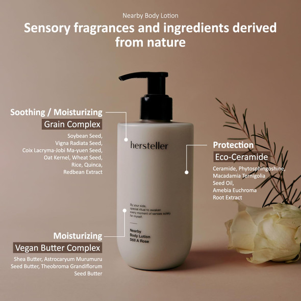 Hersteller Nearby Still A Rose Vegan Body Lotion 10.1 Fl Oz - Zero-Irritation Eco-Ceramide Formula With 100% Recyclable Packaging Non-Sticky Moisturizing
