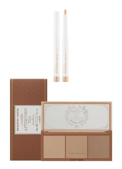 I'M Meme Eyeshadow Stick - I'M Stick Shadow Shimmer 001 Sugar Bling 0.03 Oz + Meme Palette - Afternoon Tea Contour Roasting Coffee 0.4 Oz Bundle