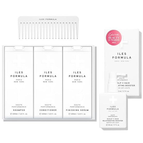 Iles Formula Signature Collection Box With Scalp & Hair Rejuvenating Booster Set - Cleanses Repairs Reduces Hair Loss Signs Boosts Growth Of Thicker Stronger Hair & Protects All Hair Types