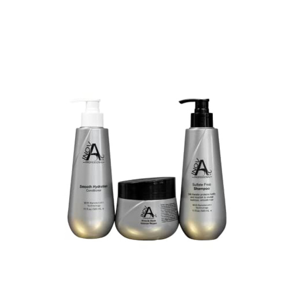 Inova Professional Madison Collection Smooth Protection Shampoo 11 Oz. Smooth Hydration Conditioner 11 Oz. Miracle Mask Intense Repair (Strong) 10.2 Oz.