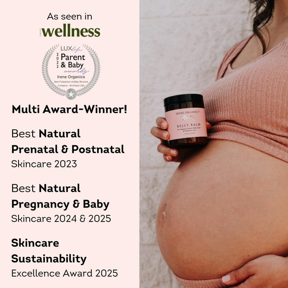 Irene Organics Organic Belly Butter For Pregnancy Stretch Mark Prevention And Treatment By Irene Organics - Award Winning Anti Stretch Mark Tummy Balm For Pregnancy And Postpartum 4Oz - Hydrating Bump Cream