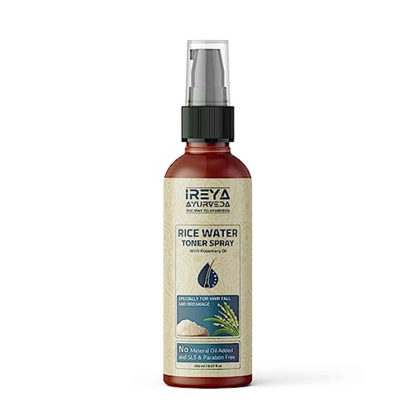 Ireya Ayurveda Rice Water Spray/Toner 200Ml (6.76Oz) With Rosemary Aloevera Extract & Fermented Rice Water Serum For Hair Growth Strengthen & Thicken Hair Mist For Women & Men