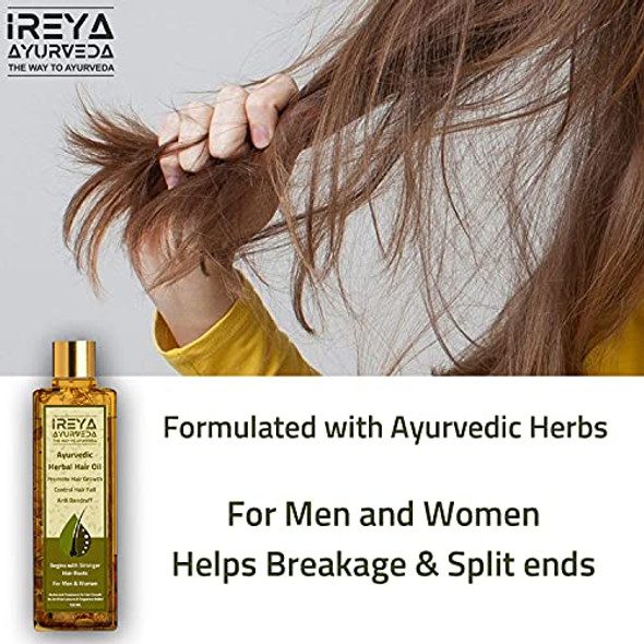 Ireya Ayurveda Herbal Hair Oil Ayurvedic Raw Herbs Mix Oil Multipurpose Hair Oil For Hair Growth And Anti Dandruff Hair Fall Control Thick And Long Hair 100Ml