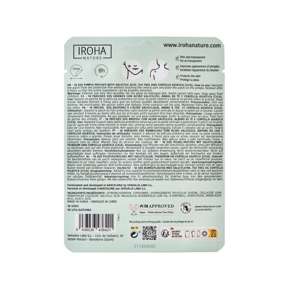 Iroha Nature Hydrocolloid Pimple Patches With Salicylic Acid (90 Count - Pack Of 5) Tea Tree & Centella Asiatica Reduces Pimples Quickly And Effectively In 8H Acne Patches