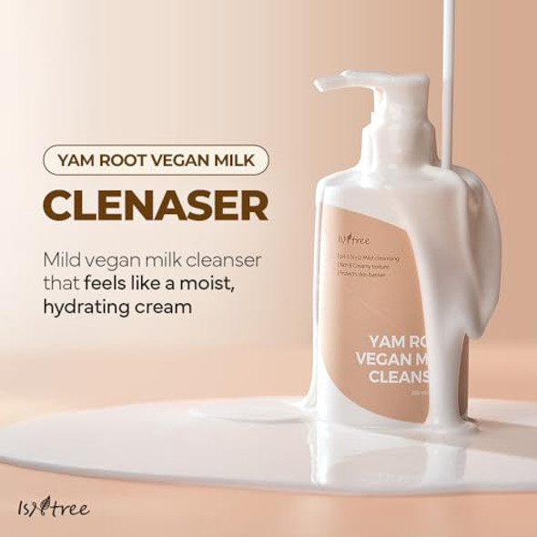 Isntree Yam Root Vegan Milk Cleanser 220Ml 7.43 Fl.Oz Korean Facial Cleanser For Sensitive Skin Rich & Creamy Texture Hydrating & Mild Vegan & Cruelty- Skincare