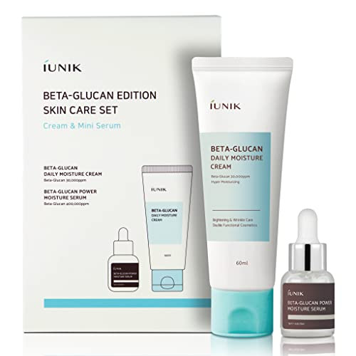 Iunik Beta-Glucan Edition Skincare Set (Cream 2.02 Fl.Oz. & Mini Serum 0.51 Fl.Oz.) - Featuring The Powerful Beta-Glucan To Moisturize Revitalize And Reinforce The Skin With Ewg-Green Ingredients