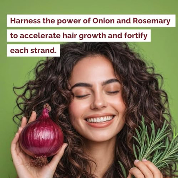 Just Nutritive Onion & Rosemary Shampoo For Hair Growth Thickening Strengthening - Sulfate- Enriched With Red Onion Oil Rosemary Oil Tea Tree - 16 Oz