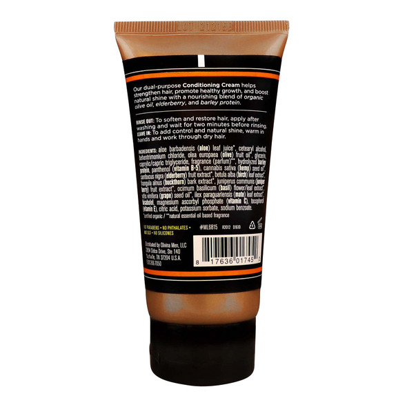 Olivina Men Rinse Out, Leave In Conditioner Cream, Bourbon Cedar, 6.5 Fl Oz