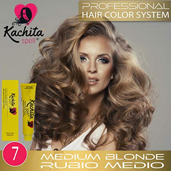 Kachita Spell Permanent Hair Dye Medium Blond 7 Kachita Spell 3.52 Oz 100 Ml Professional Hair Color Cream With Keratin And Argan Oil 100% Gray Coverage