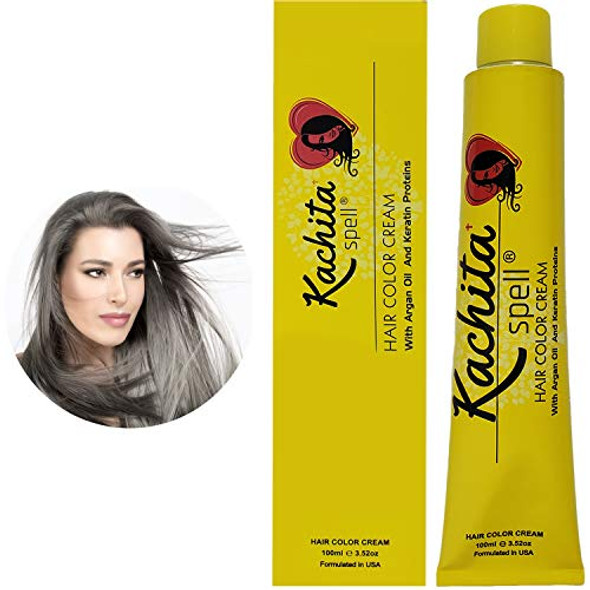 Kachita Spell Permanent Hair Dye Silver Kachita Spell 3.52 Oz 100 Ml Professional Hair Color Cream With Keratin And Argan Oil 100% Gray Coverage