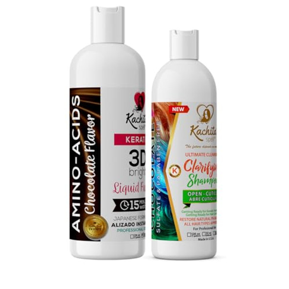 Kachita Spell Kit Brazilian Keratin 3D Improved Formula Treatment Hair Straighteners Hight Bright Kachita Spell + Clarify Shampoo