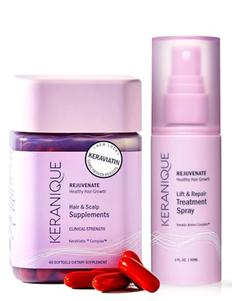Keranique Hair Growth System - Keraviatin Vitamins With Biotin Vitamin B And Curcumin Lift And Repair Treatment Spray For Instant Volume 30 Days Supply