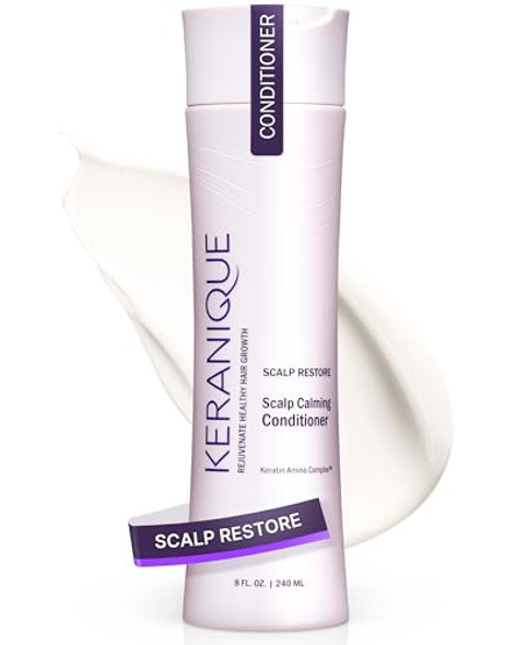 Keranique Scalp Restoring Conditioner For Women - Moisturizing & Exfoliating For Dry Scalp - Sulfate- Gentle For Colored Hair - Deep Conditioner For Damaged Hair With Keratin