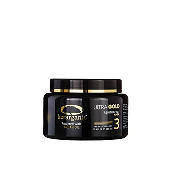 Kerarganic Ultra Gold Reinforcing Mask Premium - Step 3-500 Ml/16.9 Oz - Designed To Nuture & Conditioning The Hair.