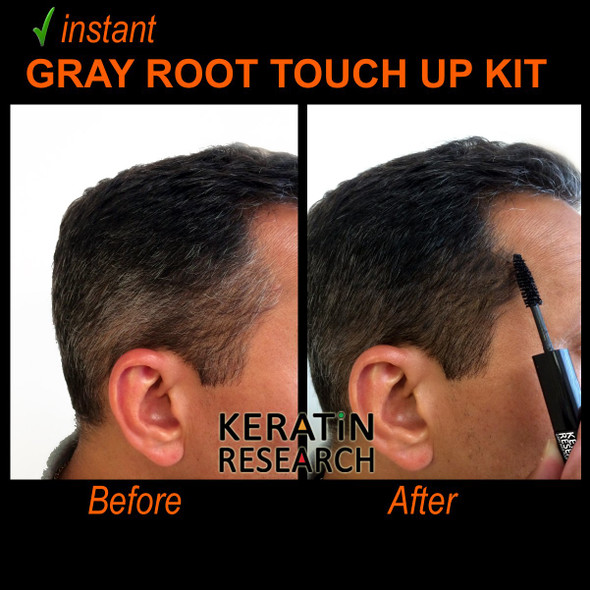 Keratin Research 3 Pack Gray Away Instant Hair Root Touch Up And Concealer 7Ml Dual Brush Black Color