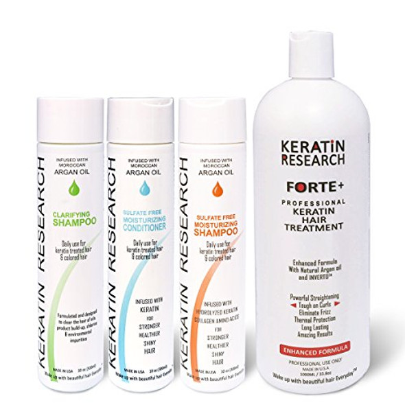 Keratina Forte Brasilera Kit De 4 Botellas Por 1000Ml With Moroccan Argan Oil Tratamiento Que Alisa El Cabello Ahora Con Una Fuerza Extra Fórmula Mejorada Que Repara El Cabello Por Keratin Research
