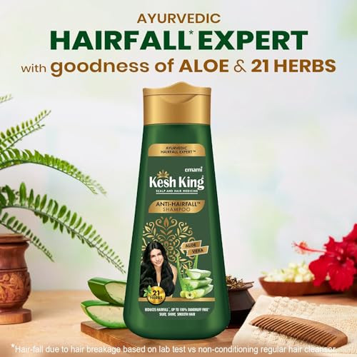 Kesh King Anti Hairfall Shampoo With 21 Ayurvedic Herbs & Aloe Vera Provides Healthy Nourished Scalp For Shiny & Smooth Hair 6.76 Fl Oz/200Ml