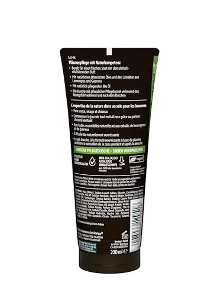 Kneipp Men 3-In-1 Care Shower Gel Ready - Shower Gel For Men - For Skin Hair & Face - With Essential Oils And Extracts Of Lemongrass & Guarana - 200 Ml