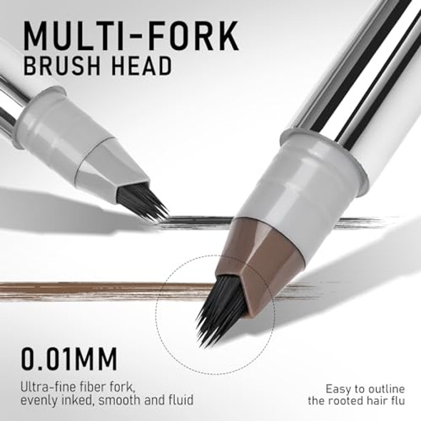 Kyda Microblading Brush Eyebrow Pen Waterproof Liquid Brow Brush Pen Brow Fection Angled Brush Eyebrow Pencil Long Lastingquick Drying Natural Makeup Black Vegan & Cruelty-