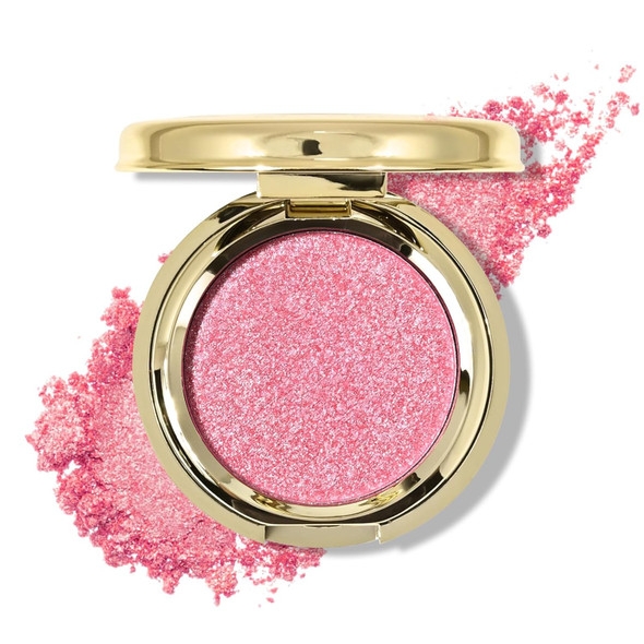 Kyda Single Glitter Eyeshadow - Sparkling Rose Pink Soft Shimmer Powder High Pigment Compact Lightweight Blendable Pearl